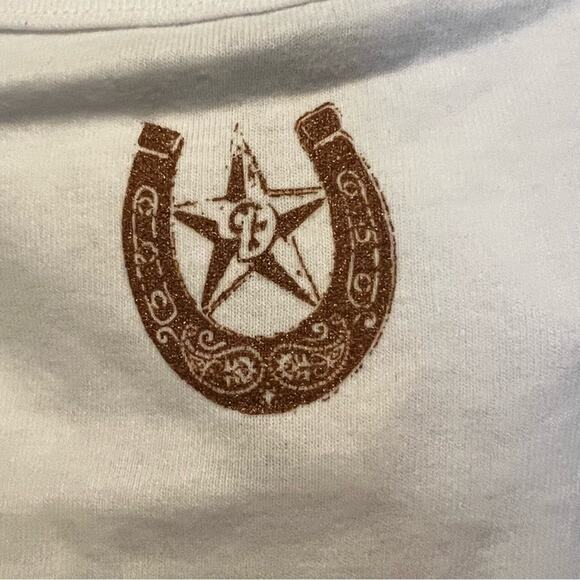 NWT Daydreamer Metallic Horse Shoe Sporty Tank Bleach White Western XL Beyoncé - Picture 3 of 8